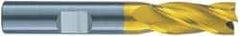 RobbJack - 9/16", 1-1/4" LOC, 9/16" Shank Diam, 3-1/2" OAL, 3 Flute, Solid Carbide Square End Mill - Single End, TiN Finish, Spiral Flute, 60° Helix, Centercutting, Right Hand Cut, Right Hand Flute, Series ST-360 - Eagle Tool & Supply