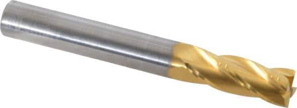 RobbJack - 5/16", 13/16" LOC, 5/16" Shank Diam, 2-1/2" OAL, 4 Flute, Solid Carbide Square End Mill - Single End, TiN Finish, 30° Helix, Centercutting, Right Hand Cut, Right Hand Flute, Series ST-430 - Eagle Tool & Supply