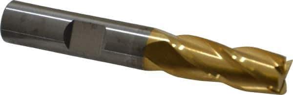 RobbJack - 3/8", 7/8" LOC, 3/8" Shank Diam, 2-1/2" OAL, 4 Flute, Solid Carbide Square End Mill - Single End, TiN Finish, 30° Helix, Centercutting, Right Hand Cut, Right Hand Flute, Series ST-430 - Eagle Tool & Supply
