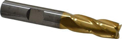 RobbJack - 3/8", 7/8" LOC, 3/8" Shank Diam, 2-1/2" OAL, 4 Flute, Solid Carbide Square End Mill - Single End, TiN Finish, 30° Helix, Centercutting, Right Hand Cut, Right Hand Flute, Series ST-430 - Eagle Tool & Supply