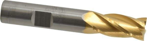 RobbJack - 1/2", 1" LOC, 1/2" Shank Diam, 3" OAL, 4 Flute, Solid Carbide Square End Mill - Single End, TiN Finish, 30° Helix, Centercutting, Right Hand Cut, Right Hand Flute, Series ST-430 - Eagle Tool & Supply