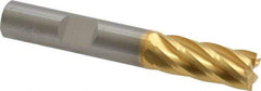 RobbJack - 3/8", 7/8" LOC, 3/8" Shank Diam, 2-1/2" OAL, 6 Flute, Solid Carbide Square End Mill - Single End, TiN Finish, Spiral Flute, 30° Helix, Centercutting, Right Hand Cut, Right Hand Flute, Series ST-630 - Eagle Tool & Supply