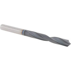 SGS - Letter F 118° Solid Carbide Jobber Drill - AlTiN Finish, Right Hand Cut, Spiral Flute, Straight Shank, 3-1/4" OAL, Four Facet Point - Eagle Tool & Supply