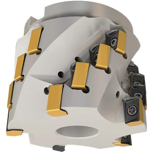 Iscar - 12 Inserts, 3" Cut Diam, 1-1/4" Arbor Diam, 1-44/53" Max Depth of Cut, Indexable Square-Shoulder Face Mill - 0/90° Lead Angle, 2.76" High, H490 AN.X 17 Insert Compatibility, Through Coolant, Series Helido - Eagle Tool & Supply