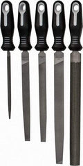 Nicholson - 5 Piece American Pattern File Set - 6", 8", 10" Long, Bastard Coarseness, Set Includes Flat, Half Round, Mill, Slim Taper - Eagle Tool & Supply