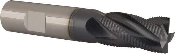 Iscar - 3/4" Diam, Fine Pitch, 1-1/4" LOC, 4 Flute Solid Carbide 45° Corner Chamfer Roughing End Mill - Uncoated, 4" OAL, 3/4" Shank Diam, Single End, Extended Reach, Centercutting, 30° Helix - Eagle Tool & Supply