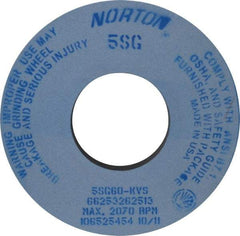 Norton - 12" Diam x 5" Hole x 1" Thick, K Hardness, 60 Grit Surface Grinding Wheel - Ceramic, Type 1, Medium Grade, 2,070 Max RPM, Vitrified Bond, No Recess - Eagle Tool & Supply