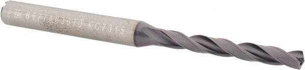 Kennametal - 5/32" 140° Solid Carbide Jobber Drill - TiAlN Finish, Right Hand Cut, Spiral Flute, Straight Shank, 2.9134" OAL, Standard Point - Eagle Tool & Supply