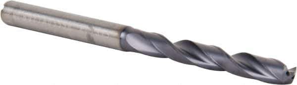 Kennametal - 7/32" 140° Solid Carbide Jobber Drill - TiAlN Finish, Right Hand Cut, Spiral Flute, Straight Shank, 3.2283" OAL, Standard Point - Eagle Tool & Supply