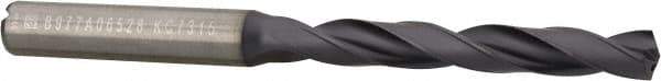 Kennametal - Letter F 140° Solid Carbide Jobber Drill - TiAlN Finish, Right Hand Cut, Spiral Flute, Straight Shank, 3.5827" OAL, Standard Point - Eagle Tool & Supply