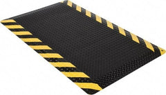Wearwell - 5' Long x 3' Wide, Dry Environment, Anti-Fatigue Matting - Black with Yellow Chevron Borders, Vinyl with Nitrile Blend Base, Beveled on 4 Sides - Eagle Tool & Supply