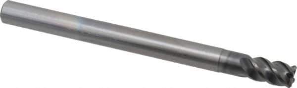 OSG - 8mm, 4 Flute, Single End, Solid Carbide, 1mm Corner Radius End Mill - 100mm OAL, 45° Helix, Right Hand Flute, 12mm LOC, Right Hand Cut, 24mm Extended Reach - Eagle Tool & Supply