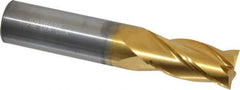 Atrax - 11/16", 1-3/8" LOC, 3/4" Shank Diam, 4" OAL, 4 Flute, Solid Carbide Square End Mill - Single End, TiN Finish, Spiral Flute, 30° Helix, Centercutting, Right Hand Cut, Right Hand Flute - Eagle Tool & Supply