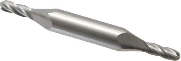 Atrax - 3/16" Diam, 1/2" LOC, 4 Flute Solid Carbide Ball End Mill - Uncoated, Double End, 3-1/4" OAL, 3/8" Shank Diam - Eagle Tool & Supply