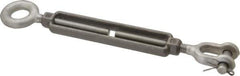 Made in USA - 2,200 Lb Load Limit, 1/2" Thread Diam, 6" Take Up, Stainless Steel Jaw & Eye Turnbuckle - 7-1/2" Body Length, 3/4" Neck Length, 13" Closed Length - Eagle Tool & Supply