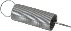 Made in USA - 0.437" OD, 1.631 Lb Max Load, 7.8" Max Ext Len, 0.028" Wire Diam Extension Spring - 0.372 Lb/In Rating, 1.147 Lb Init Tension - Eagle Tool & Supply