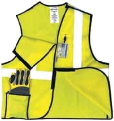 OccuNomix - Size L High Visibility Yellow Solid Breakaway Vest - 40 to 42" Chest, ANSI 107-2015, Hook & Loop Closure, 3 Pockets, Polyester - Eagle Tool & Supply