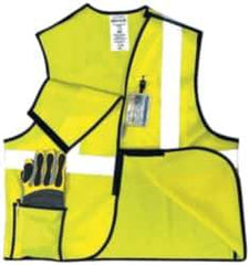 OccuNomix - Size L High Visibility Yellow Solid Breakaway Vest - 40 to 42" Chest, ANSI 107-2015, Hook & Loop Closure, 3 Pockets, Polyester - Eagle Tool & Supply