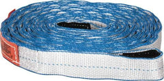 Lift-All - 30' Long x 2" Wide, 10,700 Lb Basket Capacity, 10,700 Lb Vertical Capacity, 2 Ply, Nylon Web Sling - Silver (Color) with Blue Edges - Eagle Tool & Supply