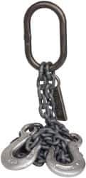 Lift-All - 5' Long x 3-1/2" Wide, 7,400 Lb Basket Capacity, Alloy Steel Web Sling - 7,400 Lb Choker Capacity, DOS Chain Sling, 9/32" Diam Chain, Natural, Double Style - Eagle Tool & Supply