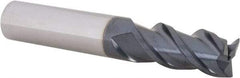 Iscar - 1/2", 1" LOC, 1/2" Shank Diam, 3" OAL, 3 Flute, Solid Carbide Square End Mill - Single End, TiAlN Finish, Spiral Flute, 45° Helix, Right Hand Cut, Right Hand Flute - Eagle Tool & Supply