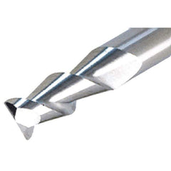 Iscar - 3/8", 3/4" LOC, 3/8" Shank Diam, 3" OAL, 2 Flute, Solid Carbide Square End Mill - Single End, Uncoated, Spiral Flute, 55° Helix, Right Hand Cut, Right Hand Flute - Eagle Tool & Supply