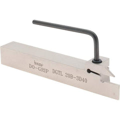 Iscar - External Thread, 0.3937" Max Depth of Cut, 3mm Min Groove Width, 140mm OAL, Left Hand Indexable Grooving Cutoff Toolholder - 20mm Shank Height x 20mm Shank Width, DGN Insert Style, DGT Toolholder Style, Series Do-Grip - Eagle Tool & Supply