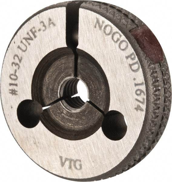Vermont Gage - 10-32 No Go Single Ring Thread Gage - Class 3A, Tool Steel - Eagle Tool & Supply