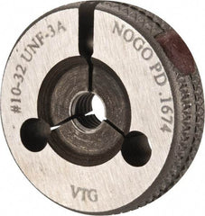 Vermont Gage - 10-32 No Go Single Ring Thread Gage - Class 3A, Tool Steel - Eagle Tool & Supply