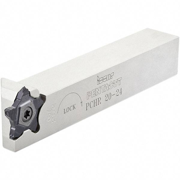 Iscar - External Thread, 0.256" Max Depth of Cut, 6.25mm Min Groove Width, 135mm OAL, Left Hand Indexable Grooving Cutoff Toolholder - 25mm Shank Height x 25mm Shank Width, PCH Toolholder Style, Series PentaCut - Eagle Tool & Supply