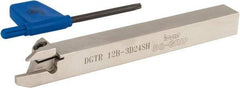 Iscar - External Thread, 0.94mm Max Cut of Depth, 3mm Min Groove Width, 120mm OAL, Right Hand Indexable Grooving Cutoff Toolholder - 12mm Shank Height x 12mm Shank Width, DGN/DGR Insert Style, DGT Toolholder Style, Series Do Grip - Eagle Tool & Supply