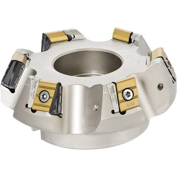Iscar - 1.86" Cut Diam, 2-1/2" Arbor Hole, 3/4" Max Depth of Cut, 65° Indexable Chamfer & Angle Face Mill - 10 Inserts, T465 LN.T 2212ZN.. Insert, Right Hand Cut, Series Helitang - Eagle Tool & Supply