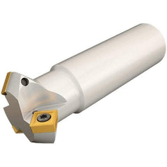Iscar - 45° Lead Angle, 23.2mm Max Cut Diam, 12mm Min Cut Diam, 5.6mm Max Depth of Cut, Indexable Chamfer and Angle End Mill - 1 Insert, SDMT-AD-N Insert Style, 100mm Overall Length, Straight Shank - Eagle Tool & Supply