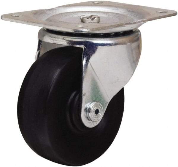 Hamilton - 4" Diam x 1-1/2" Wide x 5" OAH Top Plate Mount Swivel Caster - Hard Rubber, 300 Lb Capacity, Self-Lubricating Bearing, 4 x 5-1/8" Plate - Eagle Tool & Supply