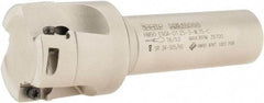 Iscar - 1-1/4" Cut Diam, 0.394" Max Depth of Cut, 3/4" Shank Diam, 3-1/2" OAL, Indexable Square Shoulder End Mill - Weldon Shank, 90° Lead Angle, Through Coolant, Series Heli2000 - Eagle Tool & Supply