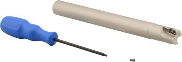 Iscar - 3/4" Cut Diam, 0.394" Max Depth of Cut, 3/4" Shank Diam, 8" OAL, Indexable Square Shoulder End Mill - Cylindrical Shank, 90° Lead Angle, Series Heli2000 - Eagle Tool & Supply