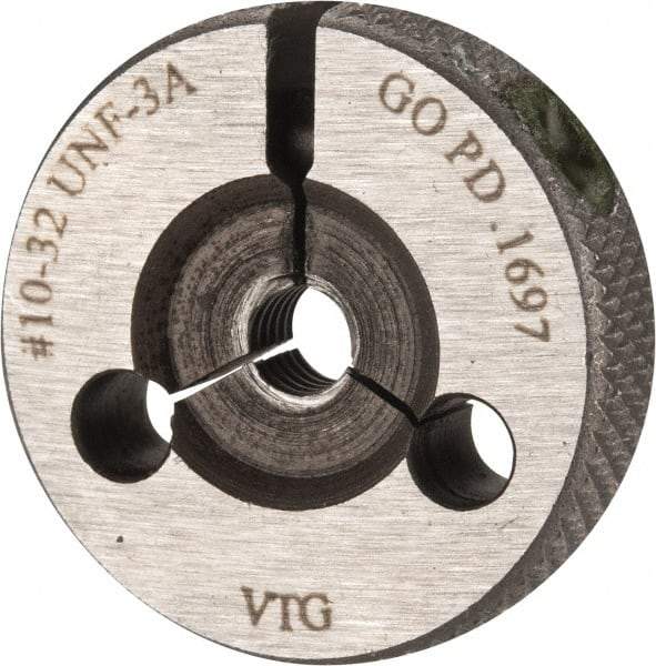 Vermont Gage - 10-32 Go Single Ring Thread Gage - Class 3A, Tool Steel - Eagle Tool & Supply