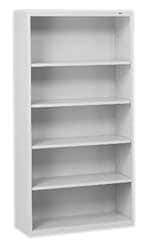 Tennsco - 5 Shelf, 66" High x 34-1/2" Wide Bookcase - 13-1/2" Deep, Steel, Putty - Eagle Tool & Supply