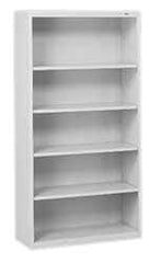 Tennsco - 5 Shelf, 66" High x 34-1/2" Wide Bookcase - 13-1/2" Deep, Steel, Putty - Eagle Tool & Supply