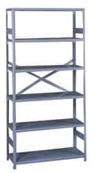 Tennsco - 6 Shelf Commercial Grade Open Steel Shelving - 300 Lb Capacity, 36" Wide x 75" High x 18" Deep, Medium Gray - Eagle Tool & Supply