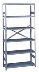 Tennsco - 6 Shelf Commercial Grade Open Steel Shelving - 300 Lb Capacity, 36" Wide x 75" High x 24" Deep, Medium Gray - Eagle Tool & Supply