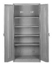 Tennsco - 5 Shelf Locking Storage Cabinet - Steel, 36" Wide x 24" Deep x 78" High, Putty - Eagle Tool & Supply