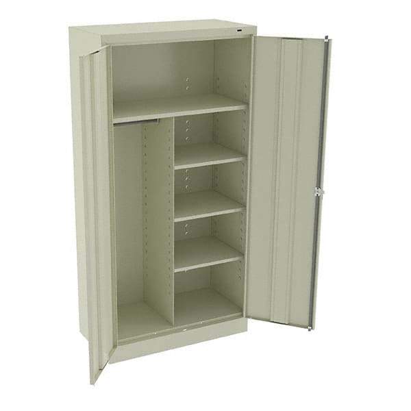 Tennsco - 6 Shelf Combination Storage Cabinet - Steel, 36" Wide x 18" Deep x 72" High, Putty - Eagle Tool & Supply