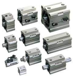 SMC PNEUMATICS - 1-15/16" Stroke x 2" Bore Double Acting Air Cylinder - 1/4 Port, 1/2-20 Rod Thread, 145 Max psi, 15 to 160°F - Eagle Tool & Supply