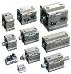 SMC PNEUMATICS - 9/16" Stroke x 1" Bore Double Acting Air Cylinder - 10-32 Port, 1/4-28 Rod Thread, 145 Max psi, 15 to 160°F - Eagle Tool & Supply