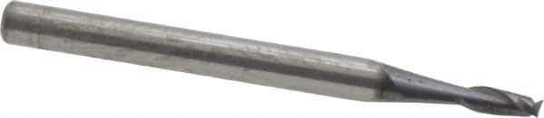 SGS - 5/64", 3/16" LOC, 1/8" Shank Diam, 1-1/2" OAL, 2 Flute, Solid Carbide Square End Mill - Single End, AlTiN Finish, Spiral Flute, 30° Helix, Centercutting, Right Hand Cut, Right Hand Flute, Series 3 - Eagle Tool & Supply