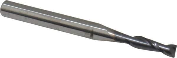 SGS - 9/64", 1/2" LOC, 3/16" Shank Diam, 2" OAL, 2 Flute, Solid Carbide Square End Mill - Single End, AlTiN Finish, Spiral Flute, 30° Helix, Centercutting, Right Hand Cut, Right Hand Flute, Series 3 - Eagle Tool & Supply
