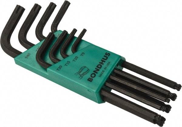 Bondhus - 8 Piece T9 to T40 L-Key Torx Key Set - T9, T40 Torx Size - Eagle Tool & Supply