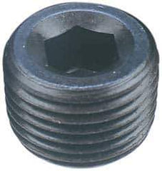 Made in USA - 1/2-14, 1/2" OAL, Alloy Steel Socket Pressure Plug - Uncoated, 3/4" Taper per Foot, 3/8" Hex Key - Eagle Tool & Supply
