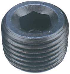 Made in USA - 1/4-18, 1/4" OAL, Alloy Steel Socket Pressure Plug - Uncoated, 3/4" Taper per Foot, 1/4" Hex Key - Eagle Tool & Supply